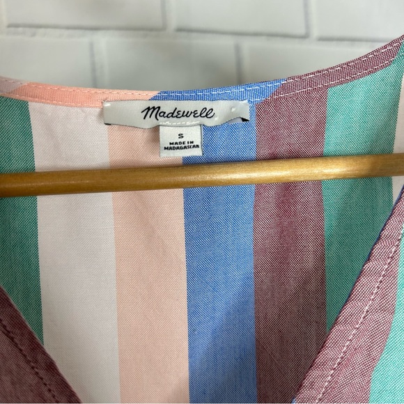 Madewell Novel Tie-Front Button Top in Flagstaff Stripe size small - Picture 3 of 7